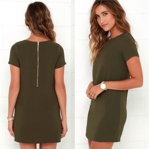 Shift and Shout Olive Green Shift Dress Size S